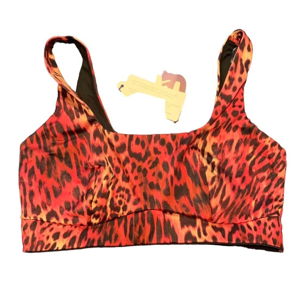 New $69 Yitty Sports Bra S Small Pink Leopard Headliner Shaping Midi Bralette